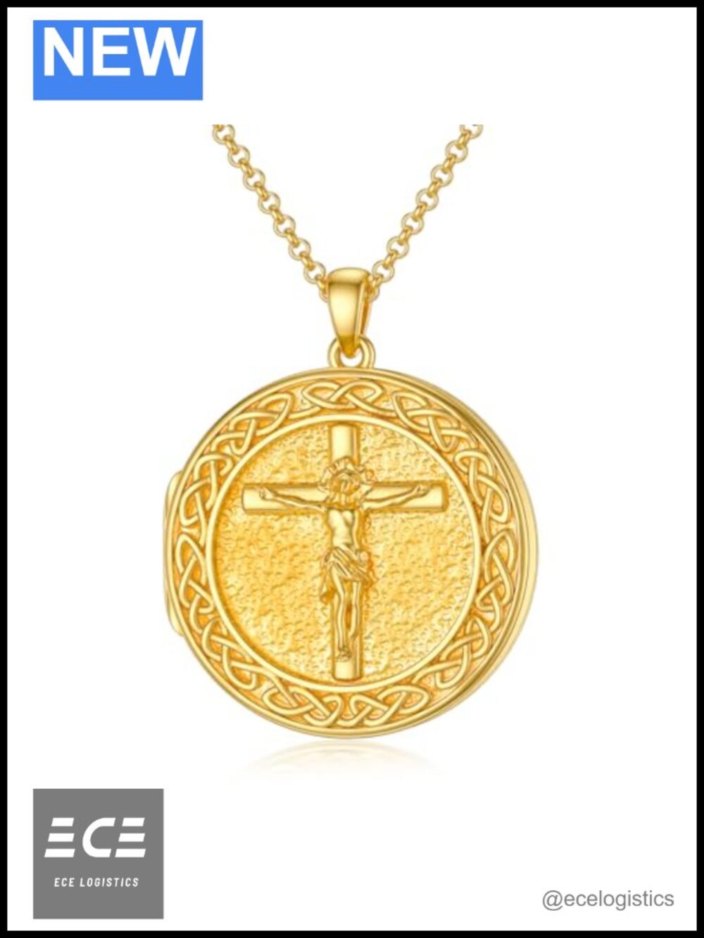 SOULMEET Solid 10K Gold Chain Round Locket Necklace Holds 2 Pictures